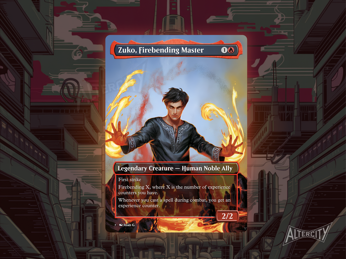Zuko, Firebending Master - Avatar the Last Airbender Full Art Borderless Alter Proxy - MTG Custom Cards, Commander, Edh and Cedh High Quality Alters