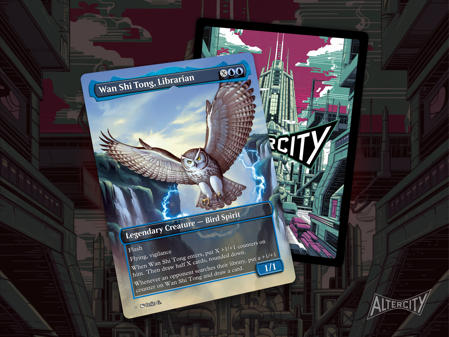 Wan Shi Tong, Librarian - Avatar the Last Airbender Full Art Borderless Alter Proxy - MTG Custom Cards, Commander, Edh and Cedh High Quality Alters