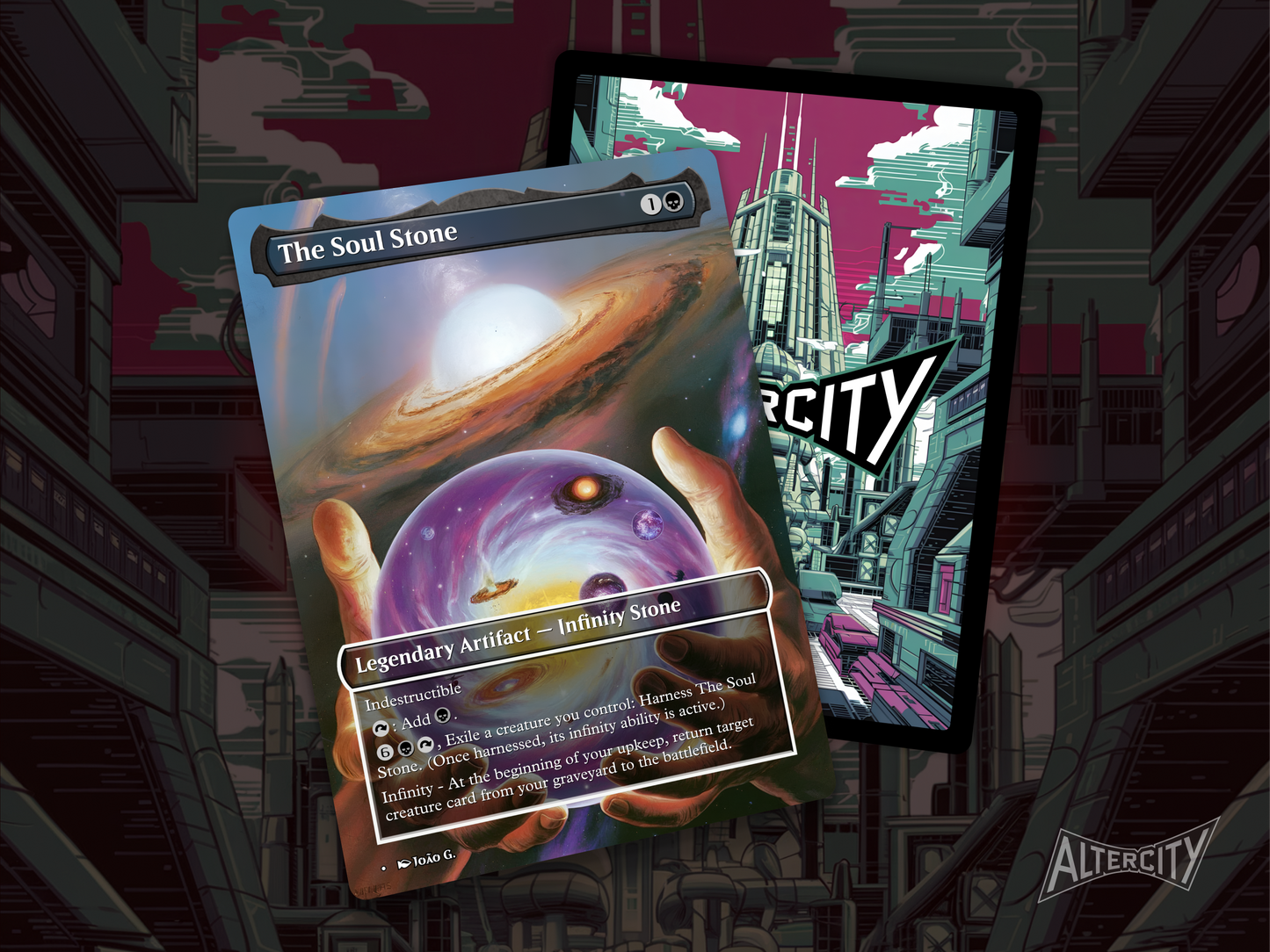 The Soul Stone - Spider-Man Full Art Borderless Alter Proxy - MTG Custom Cards, Commander, Edh and Cedh High Quality Alters