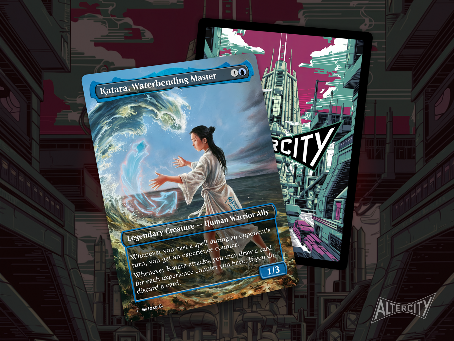 Katara, Waterbending Master - Avatar the Last Airbender Full Art Borderless Alter Proxy - MTG Custom Cards, Commander, Edh and Cedh High Quality Alters