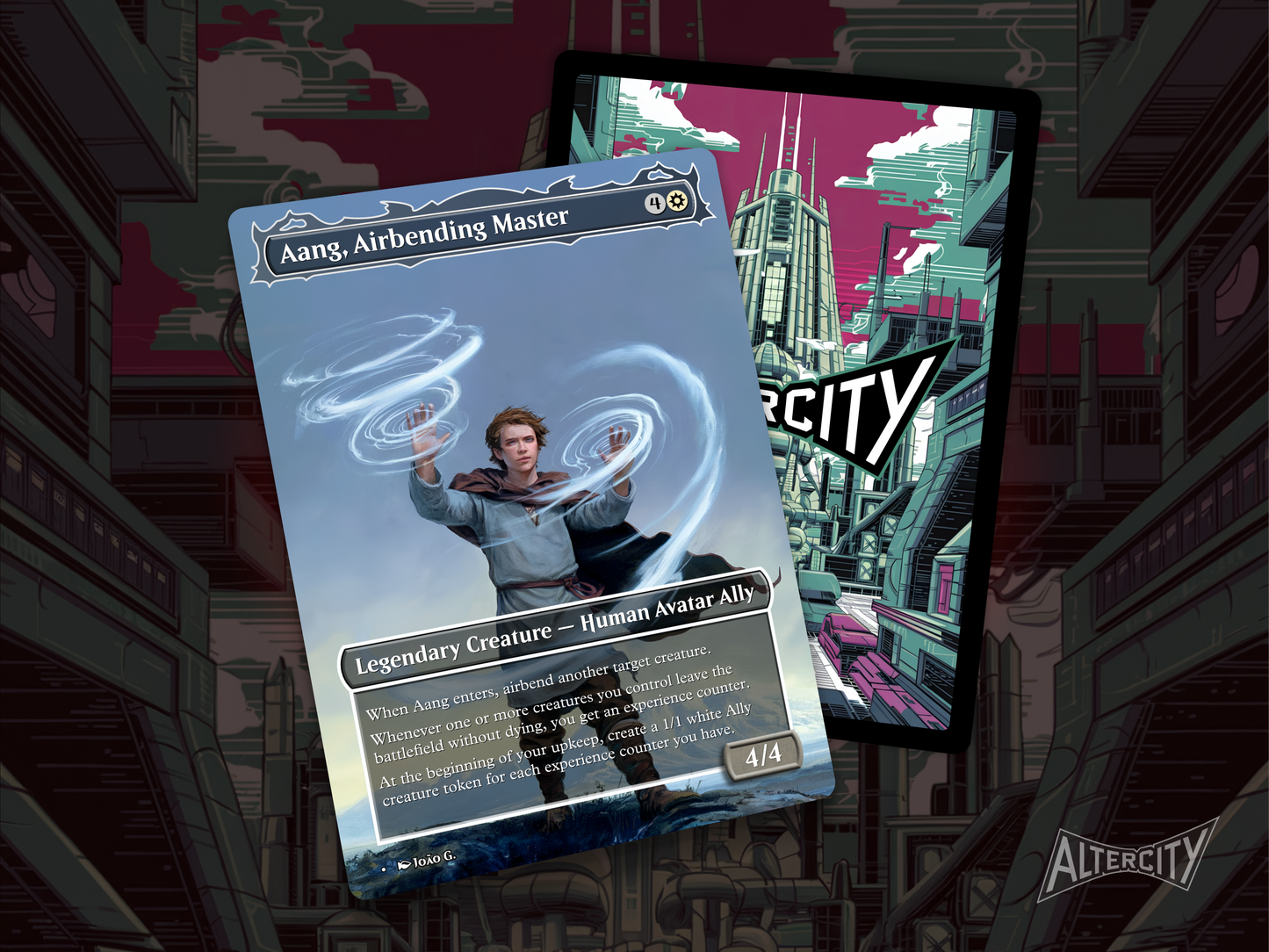 Aang, Airbending Master - Avatar the Last Airbender Full Art Borderless Alter Proxy - MTG Custom Cards, Commander, Edh and Cedh High Quality Alters