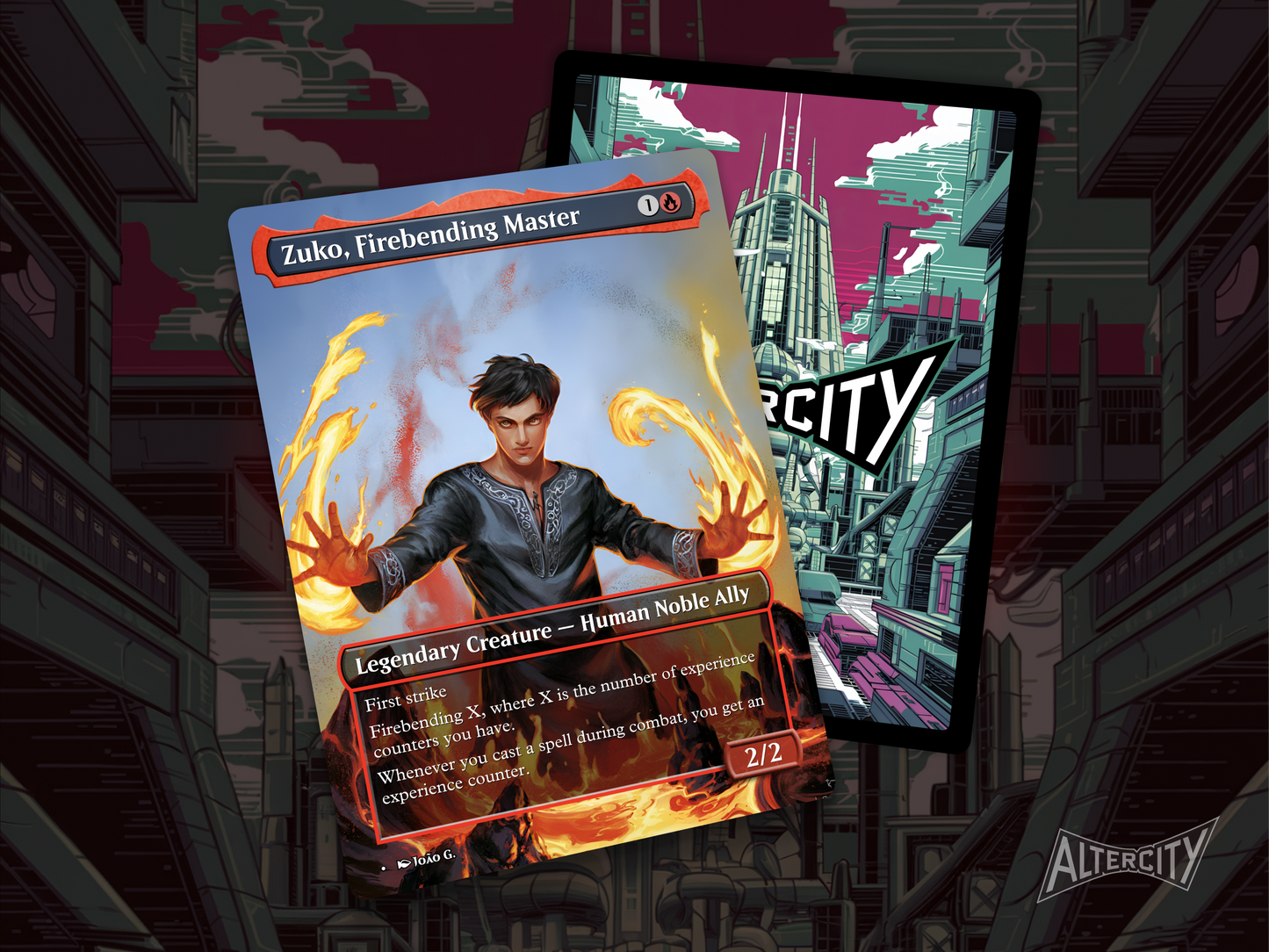 Zuko, Firebending Master - Avatar the Last Airbender Full Art Borderless Alter Proxy - MTG Custom Cards, Commander, Edh and Cedh High Quality Alters
