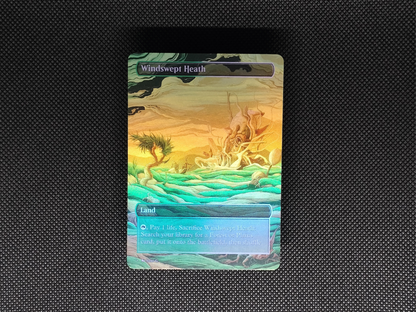 Windswept Heath (v1) - Full Art Fetch Land Alter - Mtg Custom Cards, Commander, Edh and cEDH High Quality Altered Proxies
