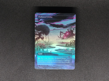 Polluted Delta (v1) - Full Art Fetch Land Alter - Mtg Custom Cards, Commander, Edh and cEDH High Quality Altered Proxies