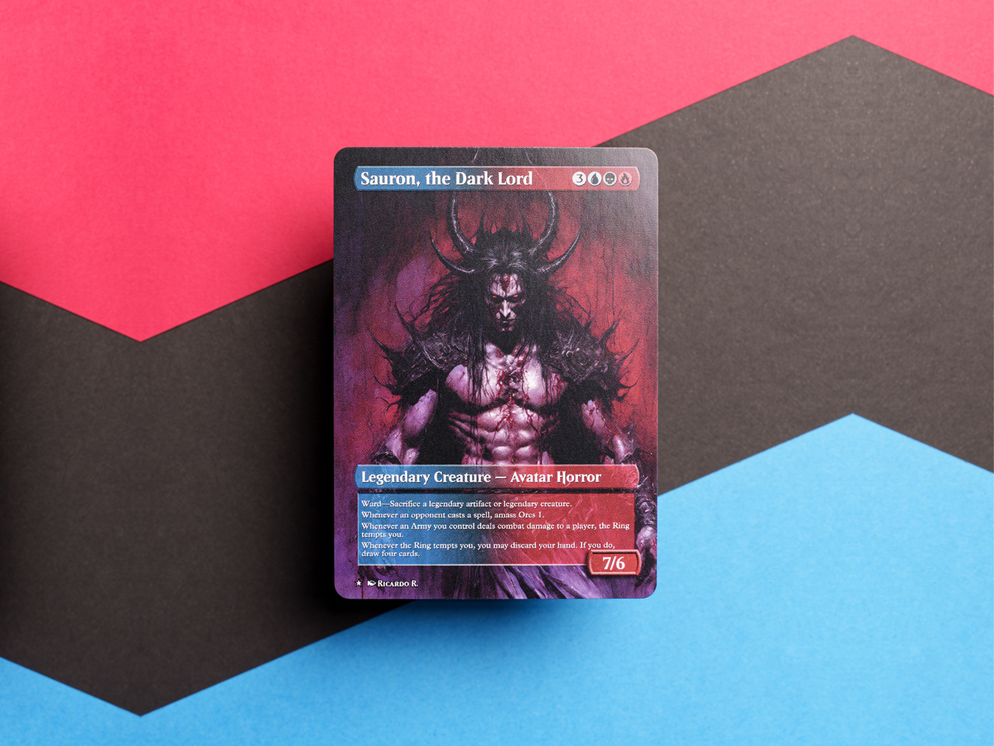 Sauron, the Dark Lord - Full Art Borderless - MTG Custom Cards, Commander, Edh and Cedh High Quality Altered Proxies