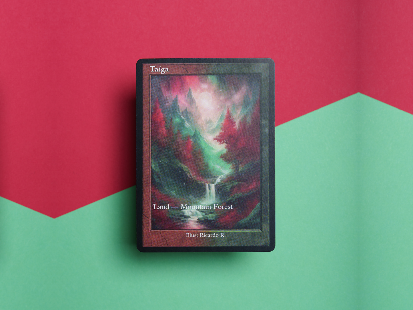 Taiga (v2) - Dual Land Old School Retro Frame Alter - Mtg Custom Cards, Commander, Edh and cEDH High Quality Altered Cards