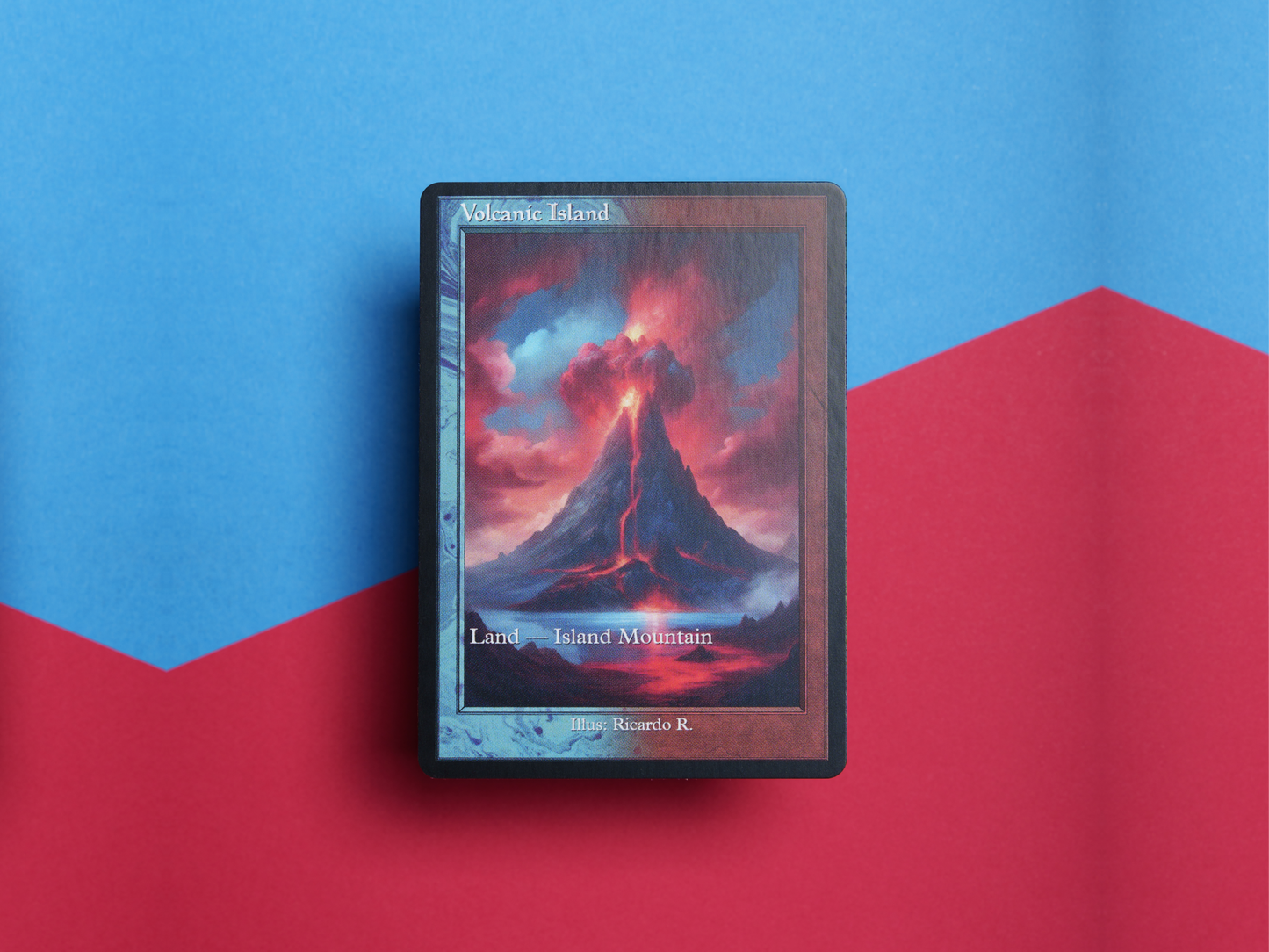 Volcanic Island (v2) - Dual Land Old School Retro Frame Alter - Mtg Custom Cards, Commander, Edh and cEDH High Quality Altered Proxies