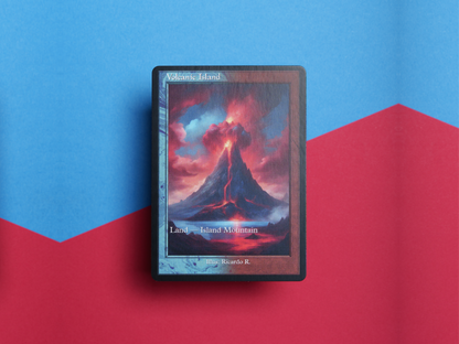 Volcanic Island (v2) - Dual Land Old School Retro Frame Alter - Mtg Custom Cards, Commander, Edh and cEDH High Quality Altered Proxies