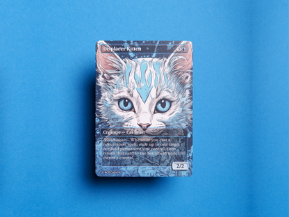 Displacer Kitten (v2) - Full Art Borderless Alter - MTG Custom Cards, Commander, Edh and Cedh High Quality Alters