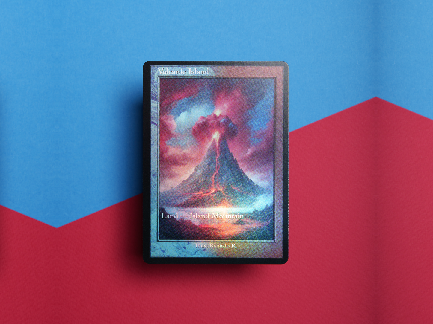 Volcanic Island (v2) - Dual Land Old School Retro Frame Alter - Mtg Custom Cards, Commander, Edh and cEDH High Quality Altered Proxies