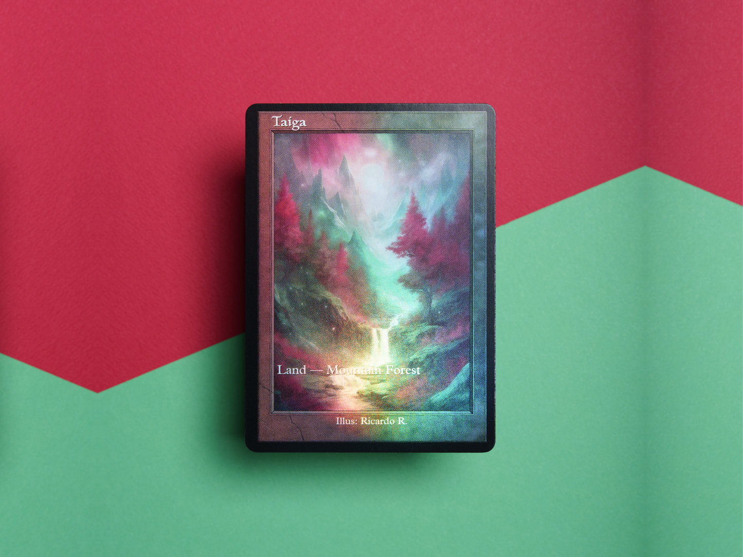 Taiga (v2) - Dual Land Old School Retro Frame Alter - Mtg Custom Cards, Commander, Edh and cEDH High Quality Altered Cards