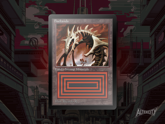 Badlands proxy in original frame with vintage-style altered art.