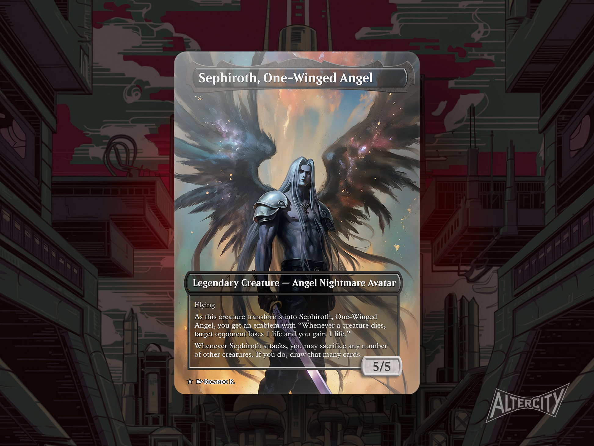 High-resolution Magic proxy of Sephiroth, Fabled SOLDIER with dark fantasy-inspired design.