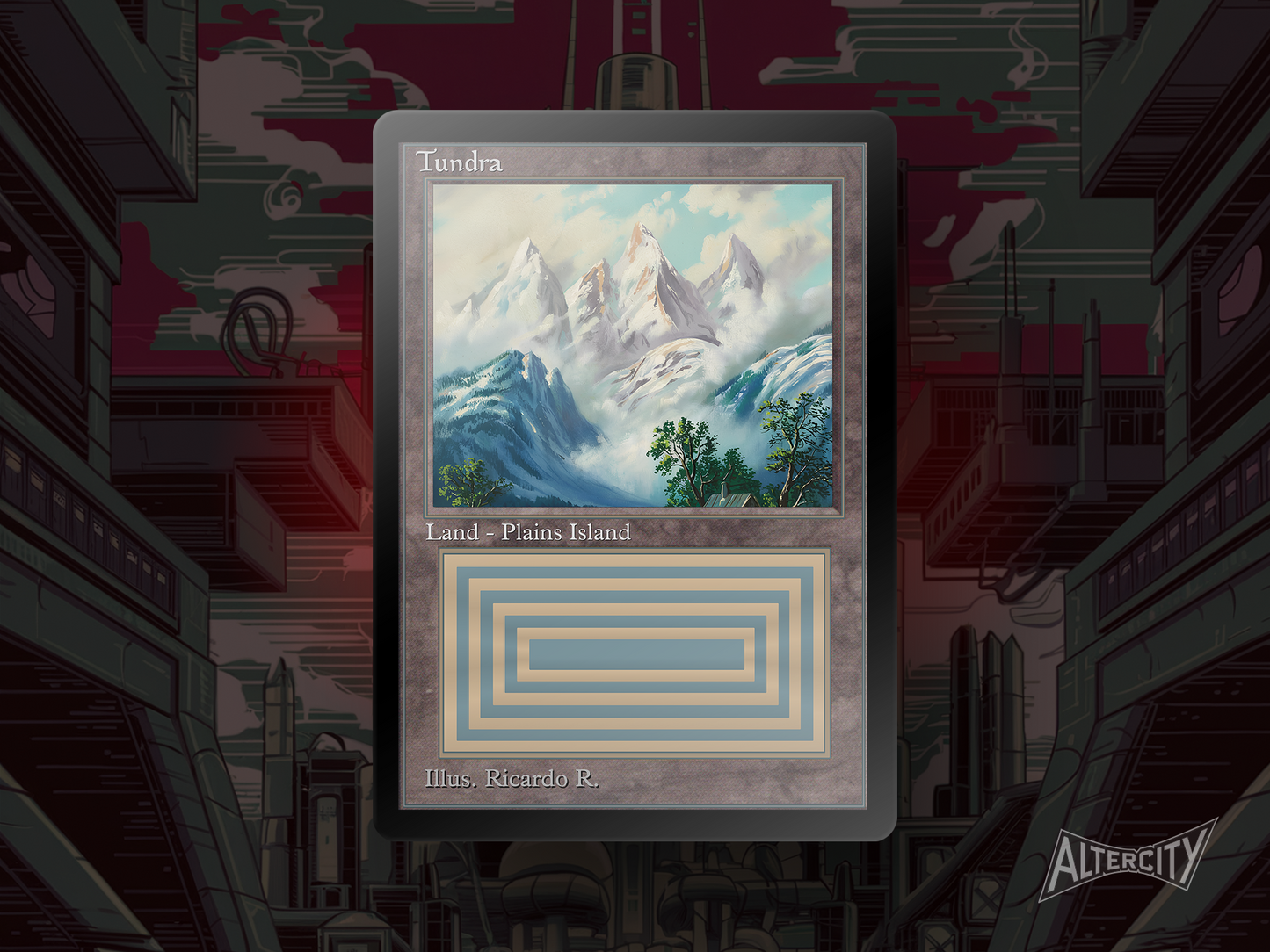 Tundra proxy in original frame with vintage altered art of frozen plains stretching into a pale horizon.
