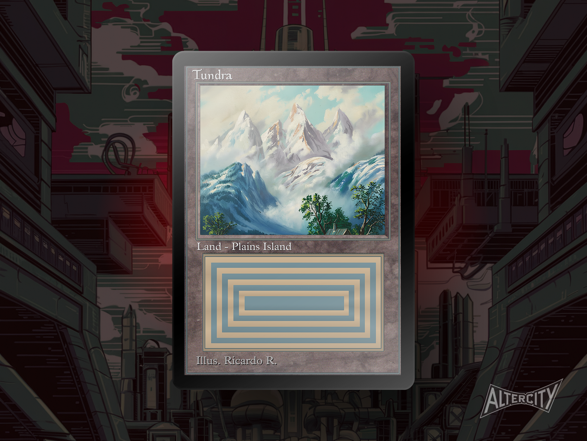 Tundra proxy in original frame with vintage altered art of frozen plains stretching into a pale horizon.