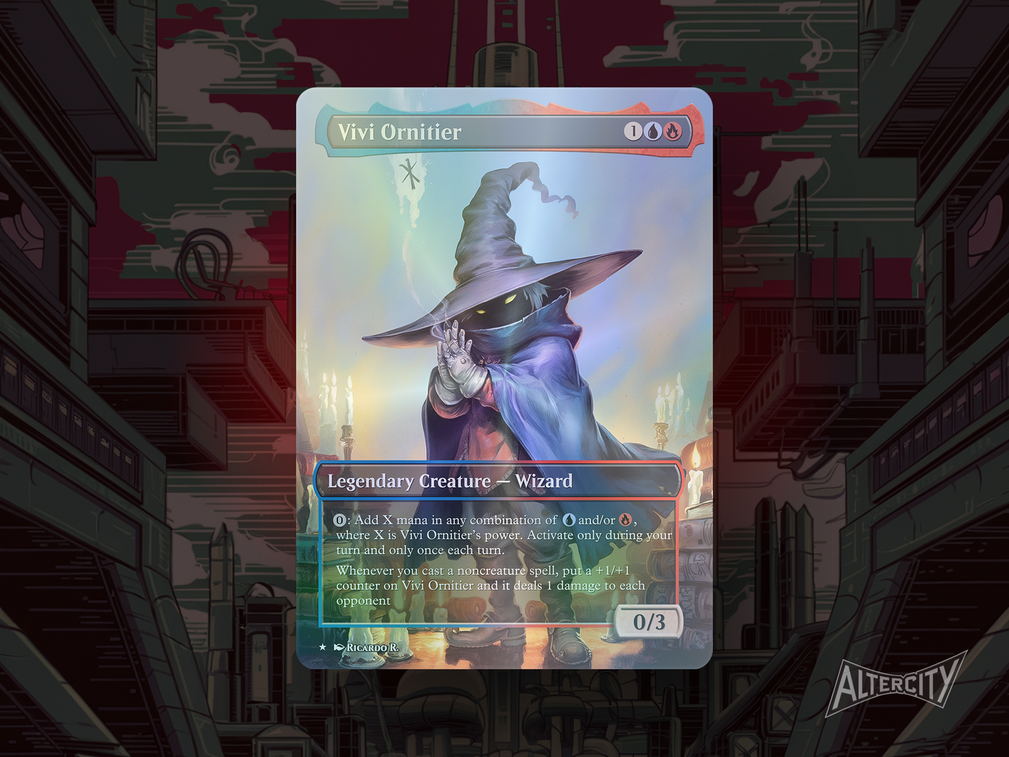 Vivi Ornitier - Final Fantasy Full Art Borderless Alter Proxy - MTG Custom Cards, Commander, Edh and Cedh High Quality Alters
